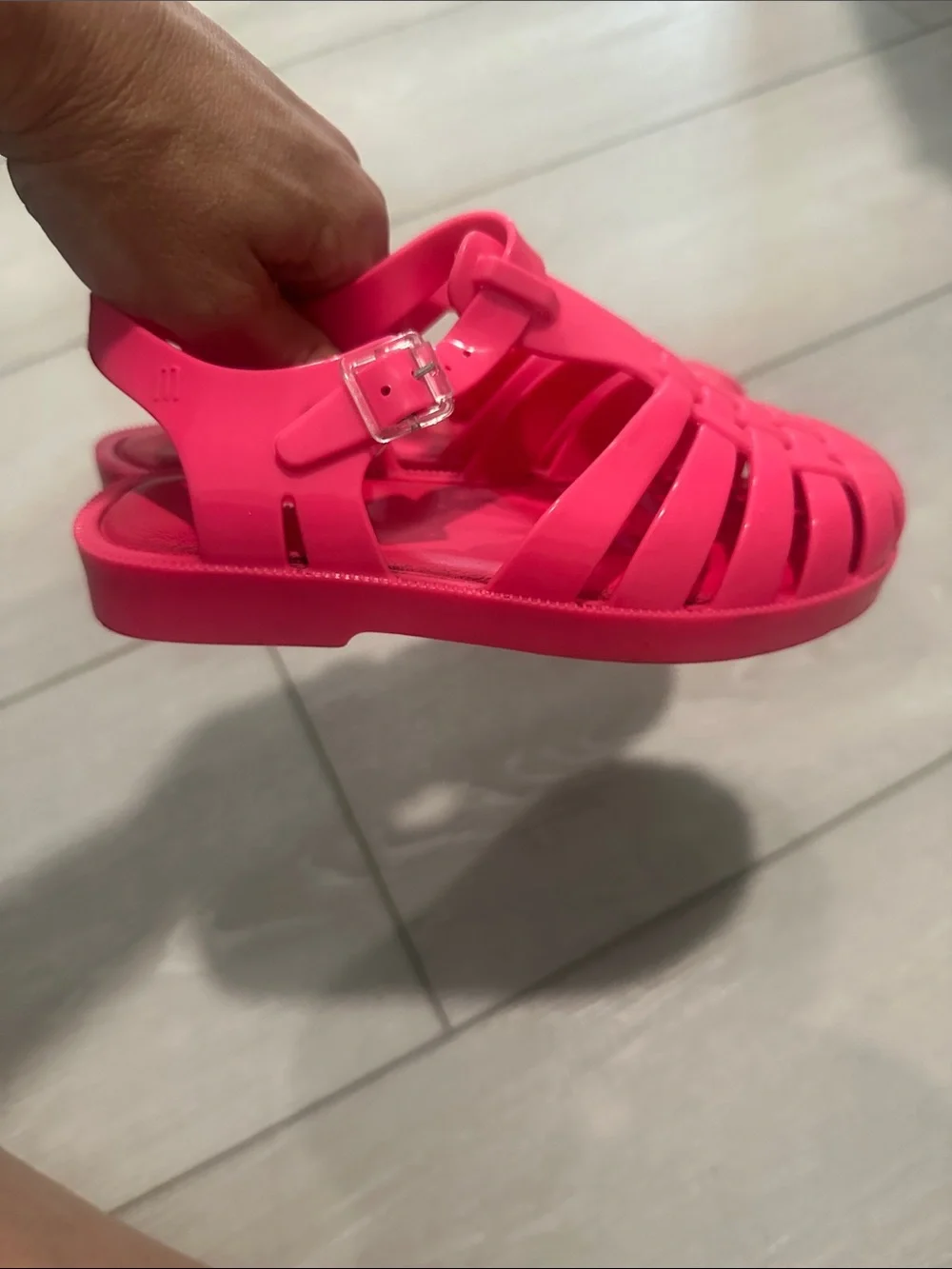 Mini Melissa Neon Pink Jelly Possession Sandals